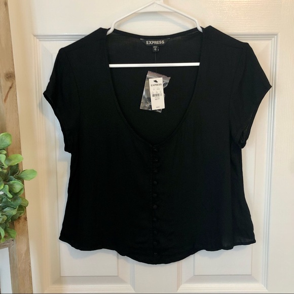 Express Crop Button Down Shirt - Picture 1 of 4